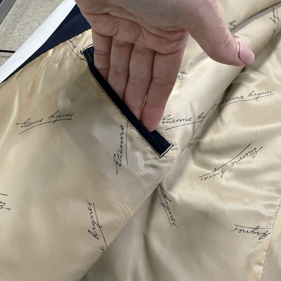 Etienne Aigner Blazer Jacket Women's Sz 10 Navy Blue Double Breasted Old Money - Picture 10 of 12